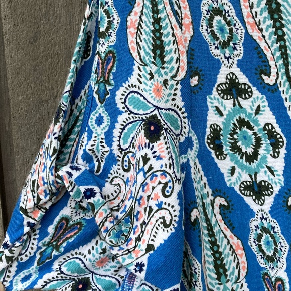 WESTPORT Top Short Sleeve Rayon Paisley Colorful Blue Green Black Size Small - Picture 4 of 5